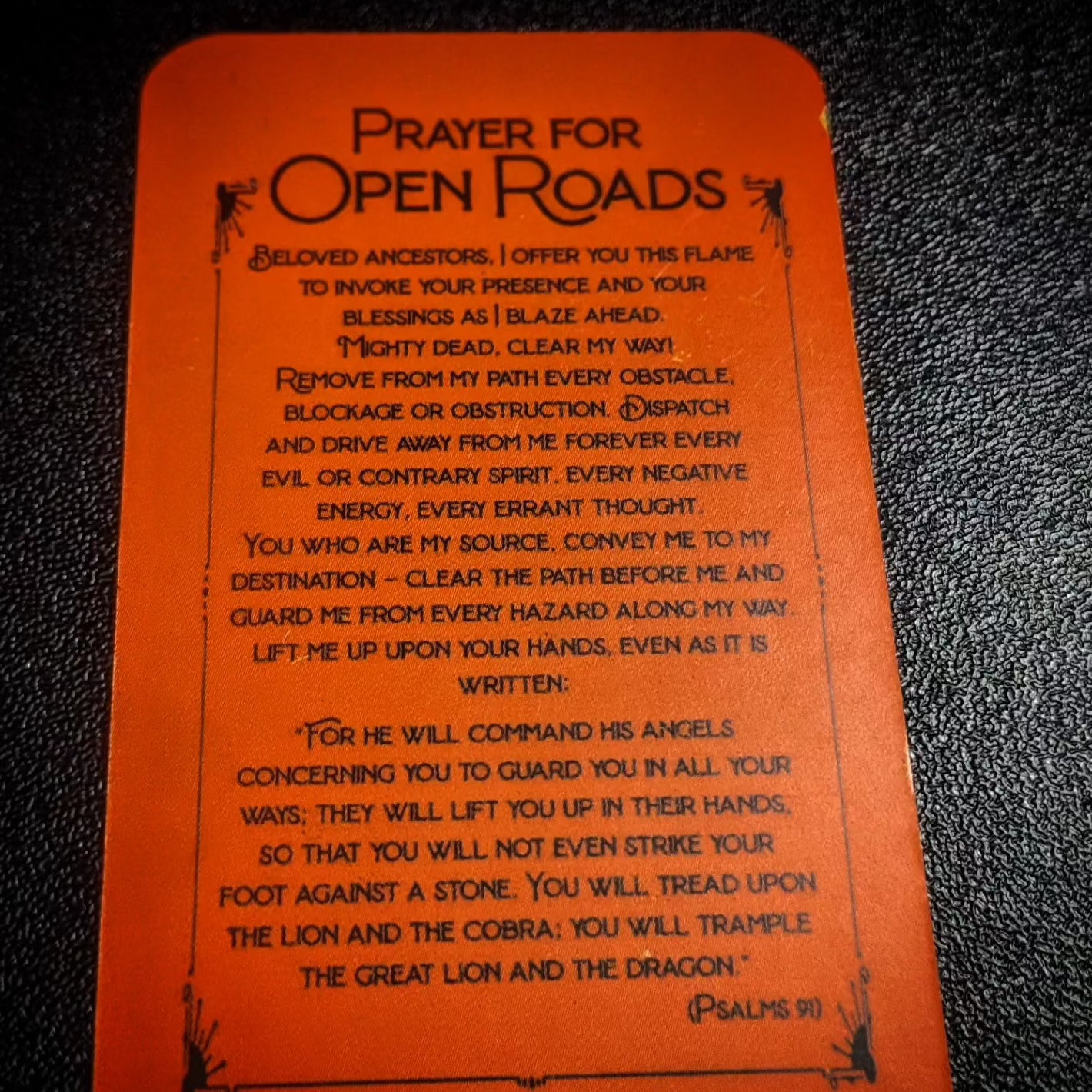 Road Opener Prayer Card