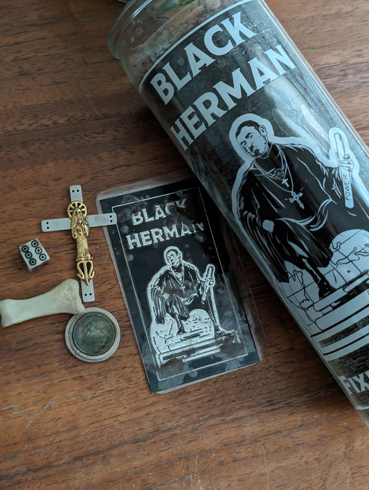 Black Herman Fixed Candles + Fixed Prayer Cards